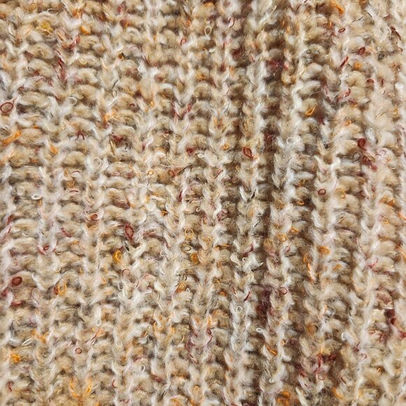 Jolt Women's Size Small Distressed Beige Speckled Knit Cropped Sweater V Neck - Picture 7 of 11